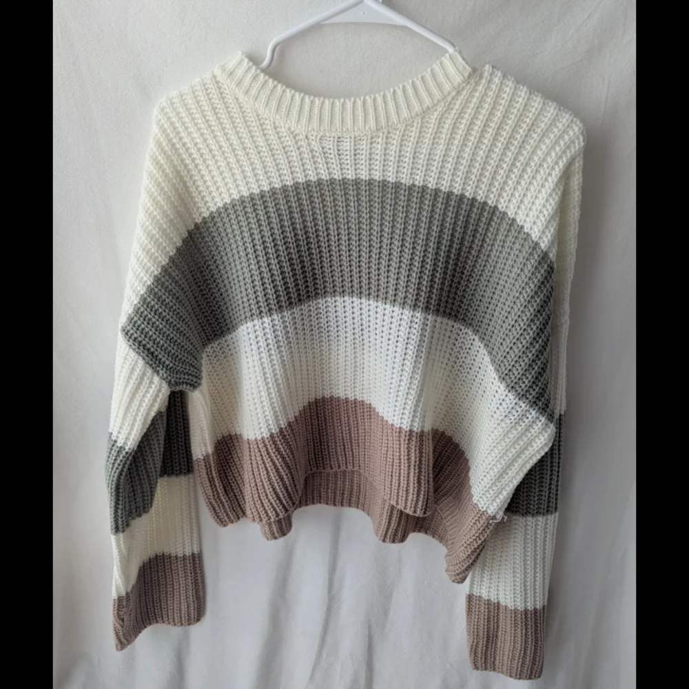 Sincerely Jules Tan and Cream Striped Sweater - Picture 2 of 3